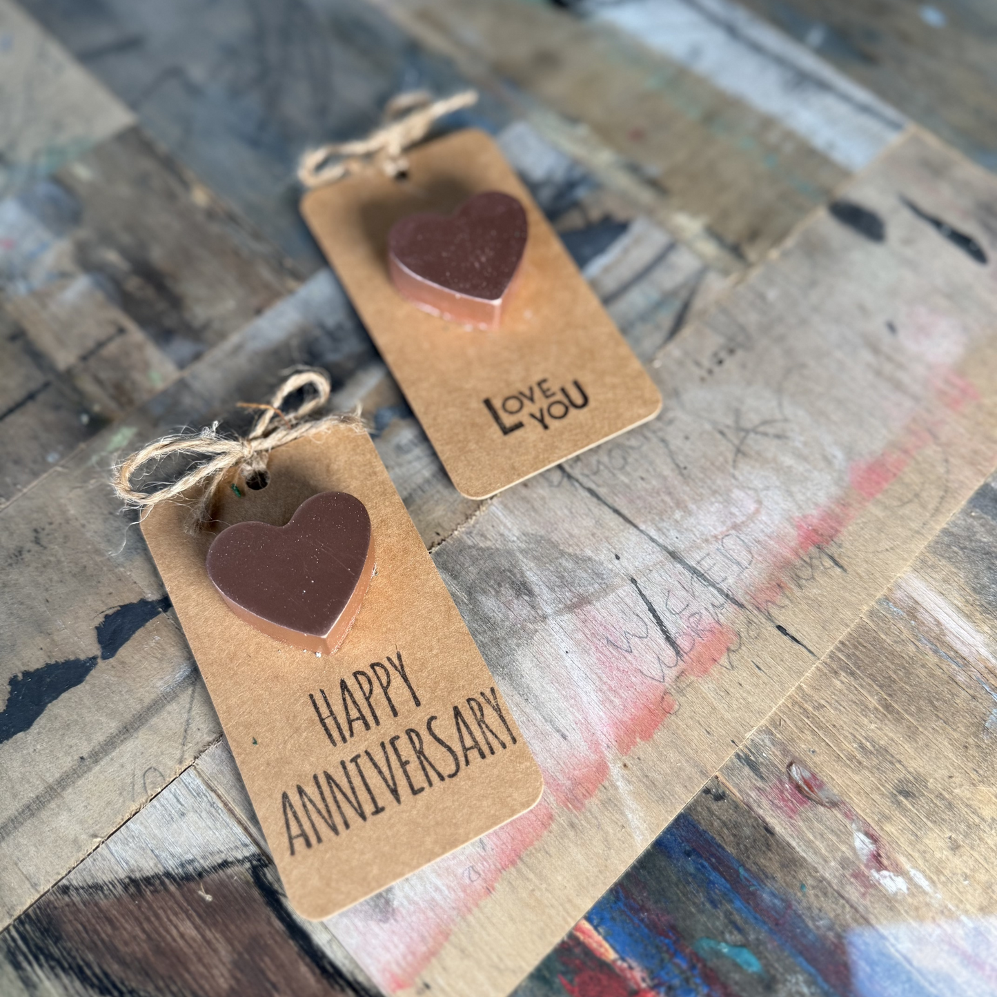 Concrete Copper Heart, with either a Love you or Happy Anniversary gift tag