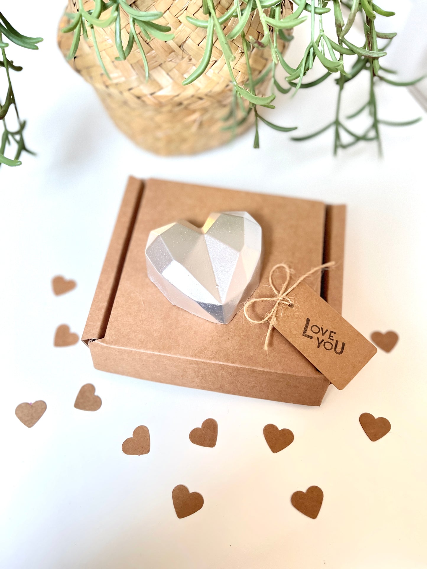 Silver Concrete Heart With Love You Gift Tag