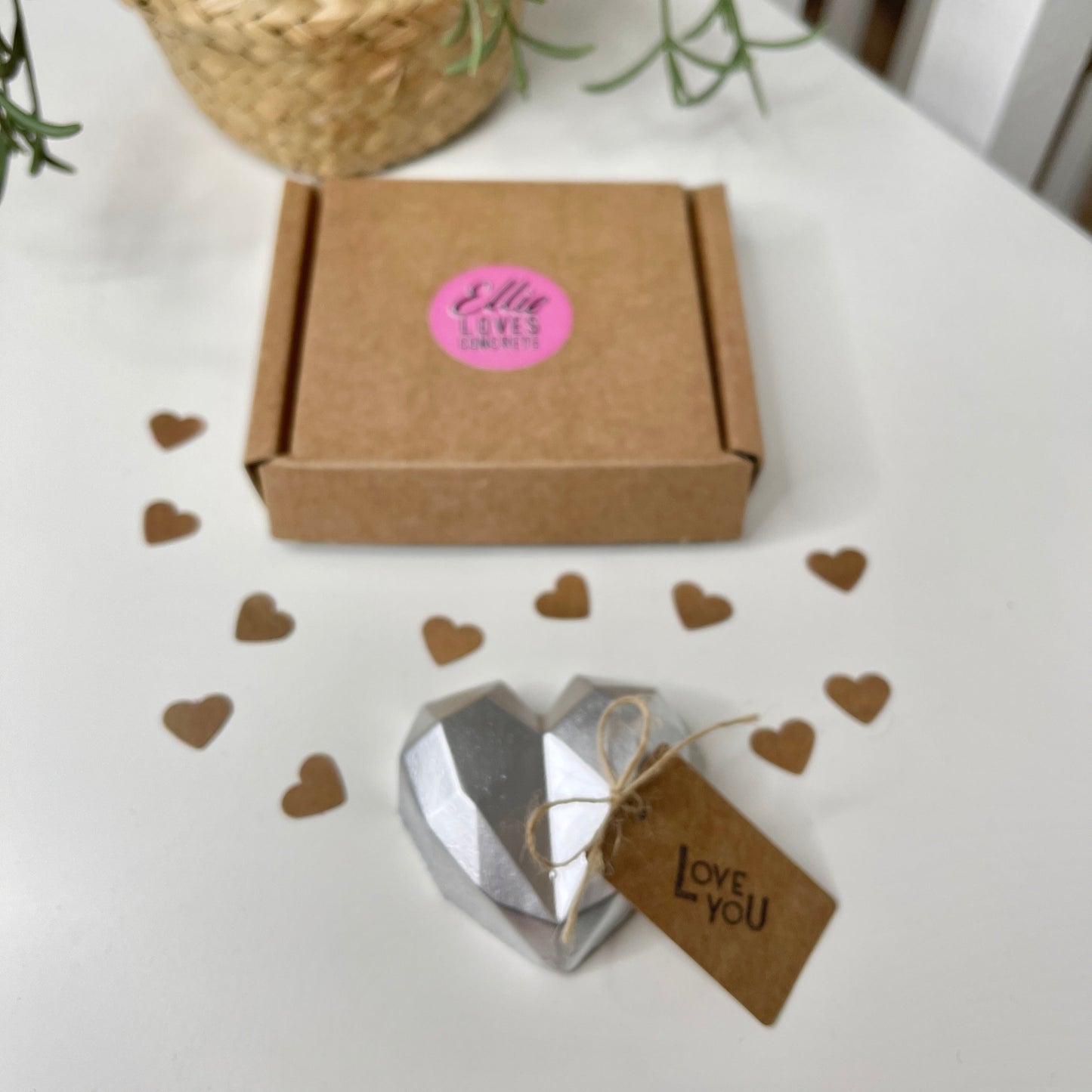 Silver Concrete Heart With Love You Gift Tag