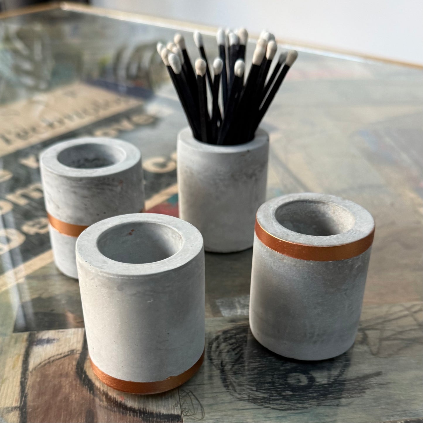 Concrete Match Stick Pot