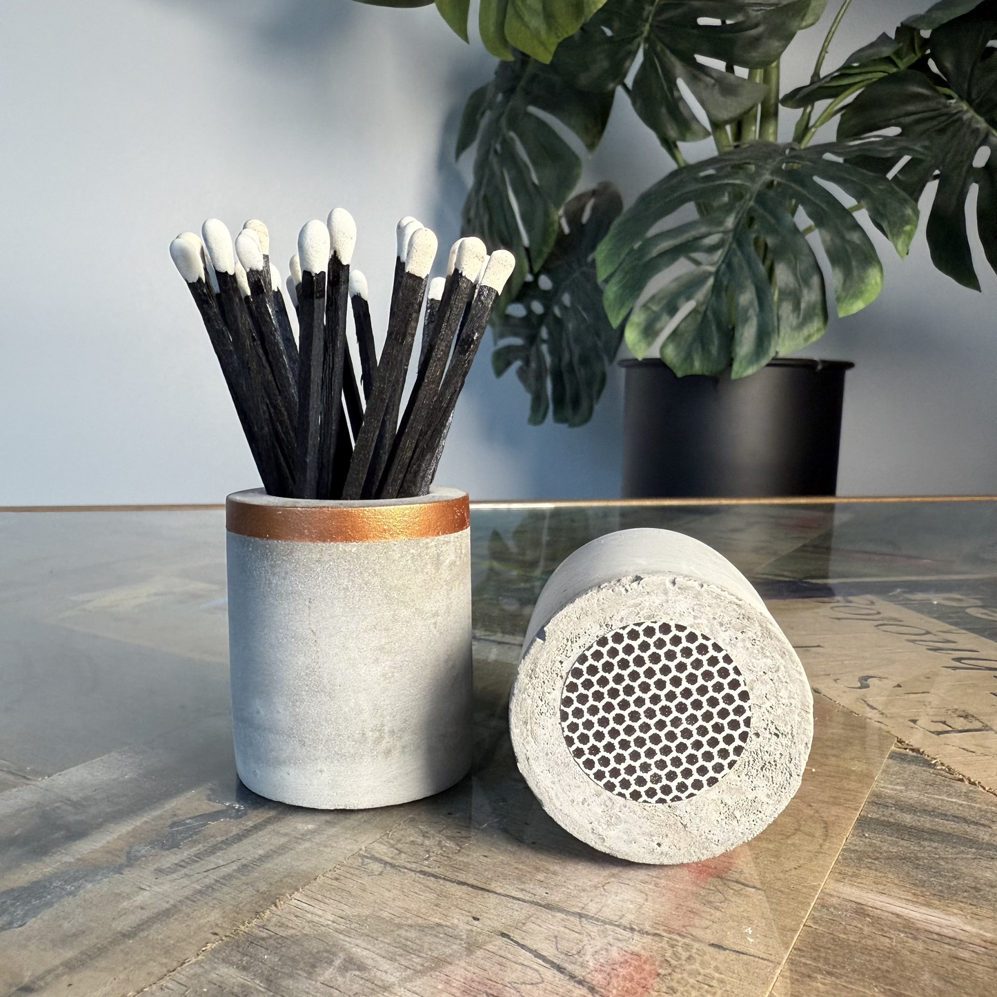 Concrete Match Stick Pot