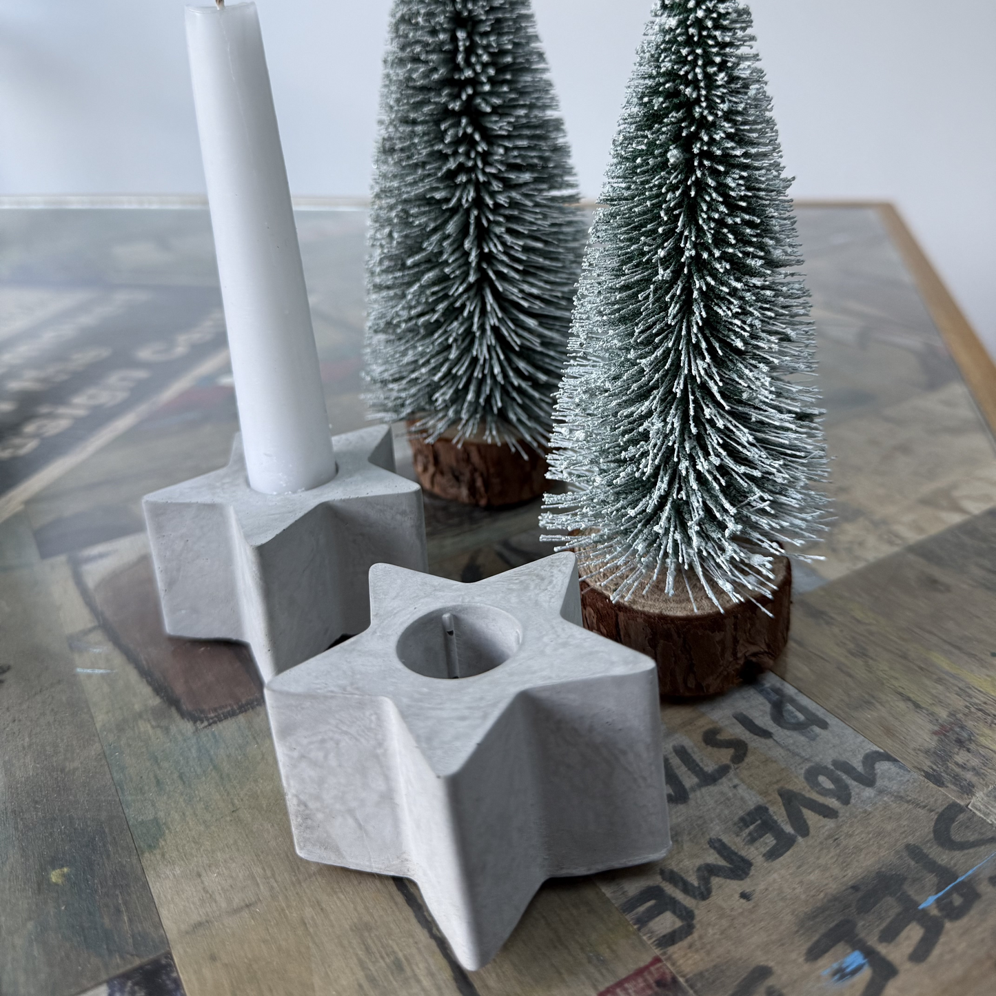 Concrete Star Dinner Candle Holder