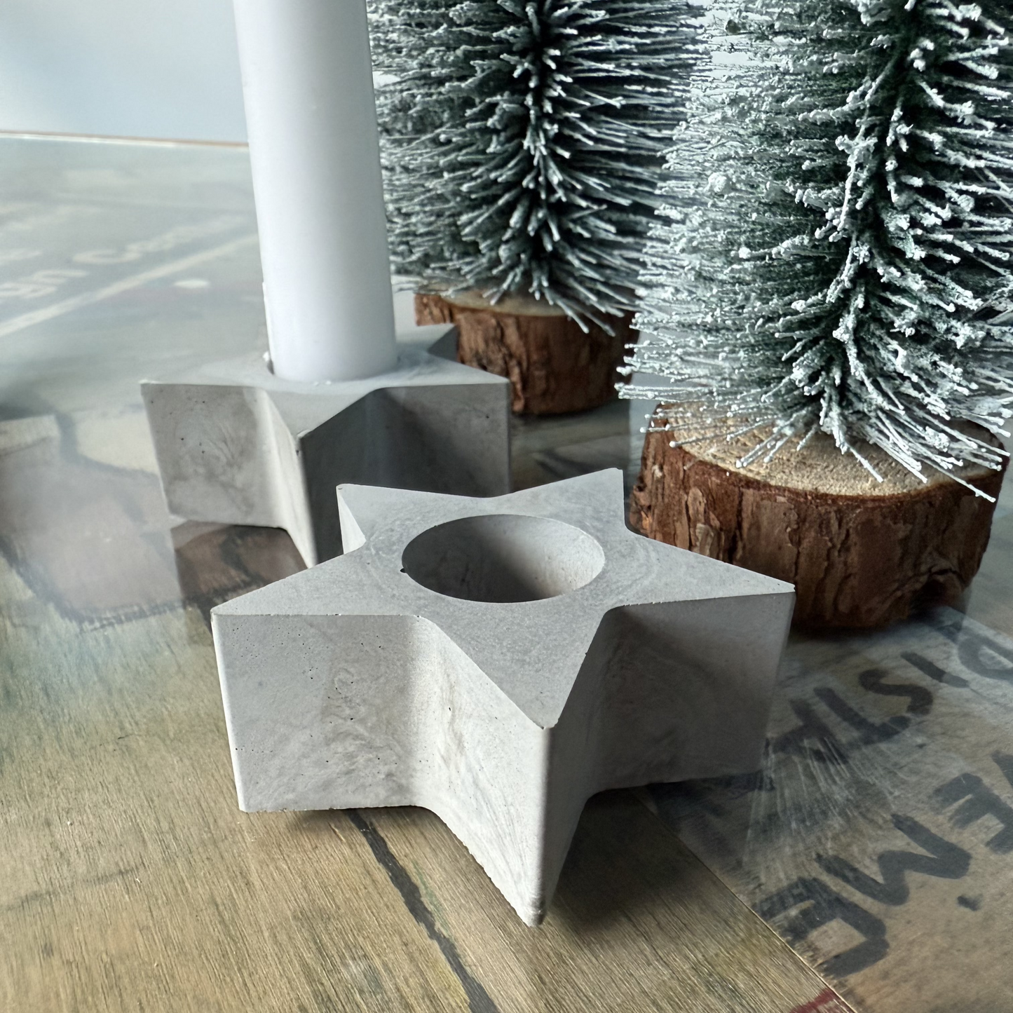 Concrete Star Dinner Candle Holder