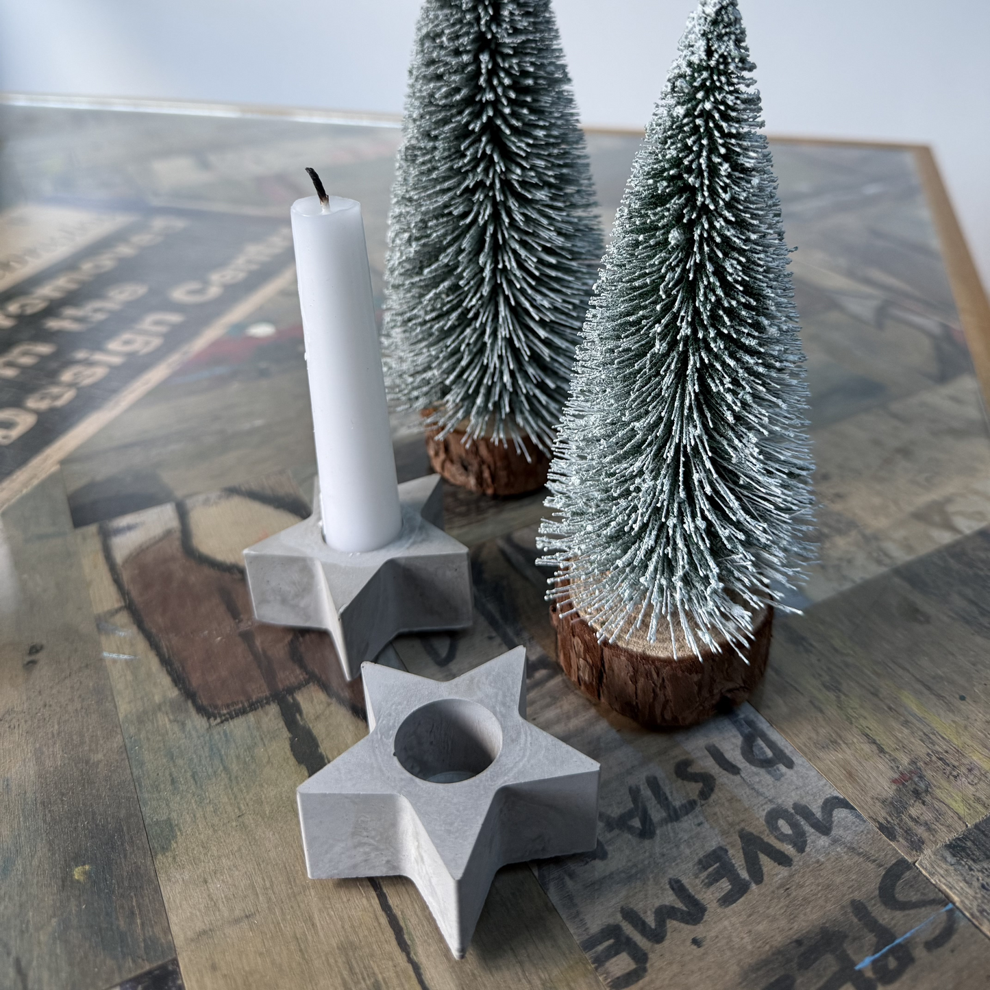 Concrete Star Dinner Candle Holder