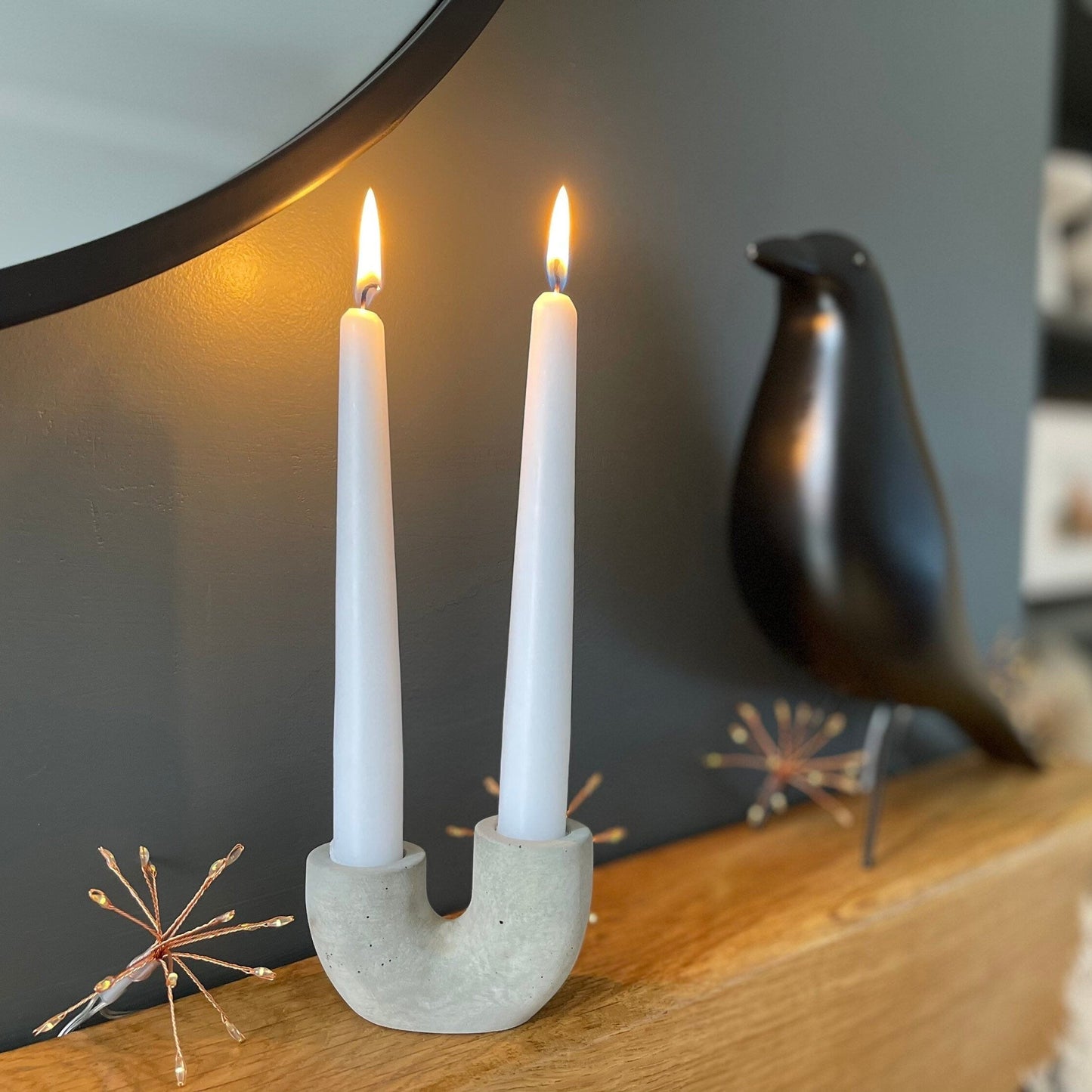 Concrete Double Dinner Candle Holder