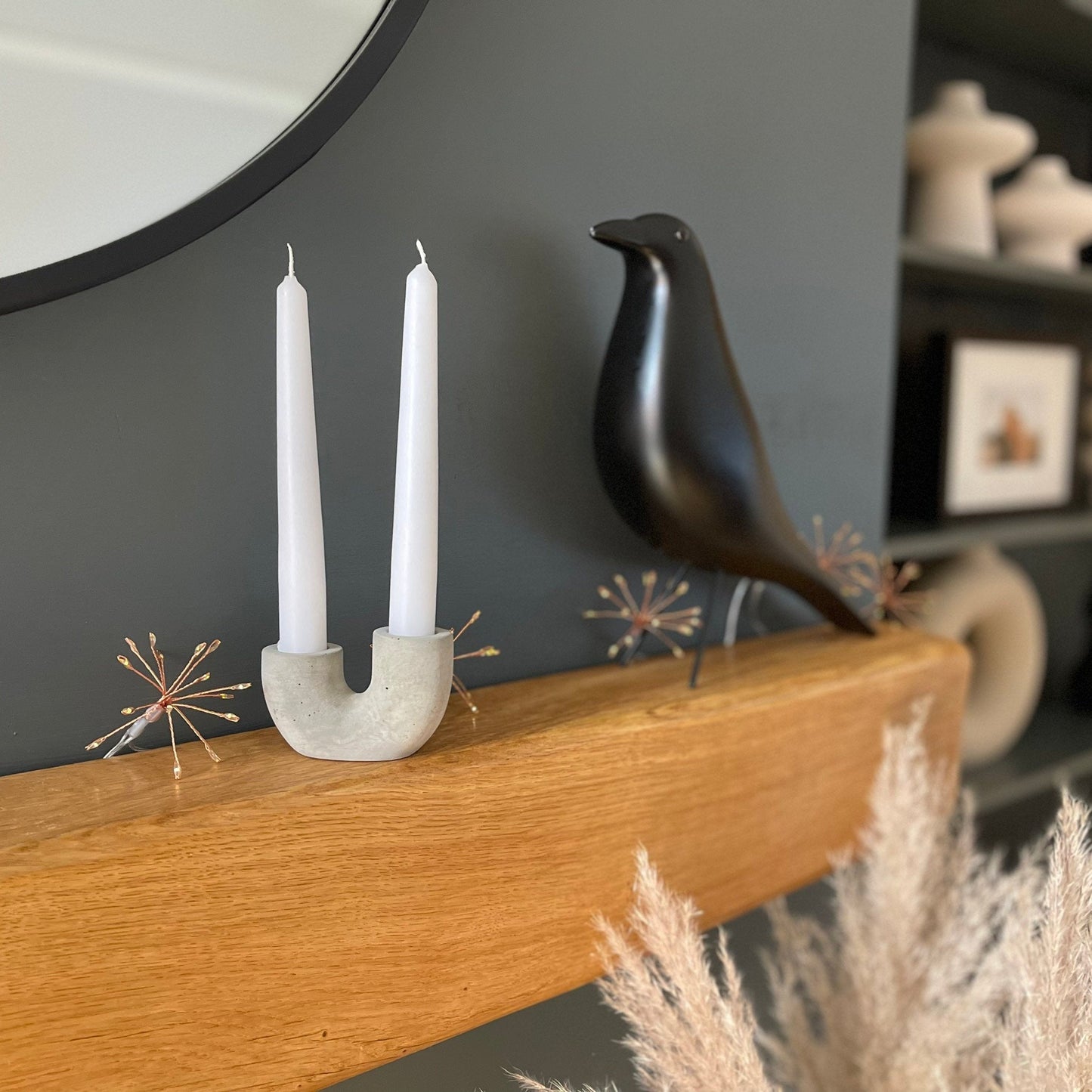 Concrete Double Dinner Candle Holder