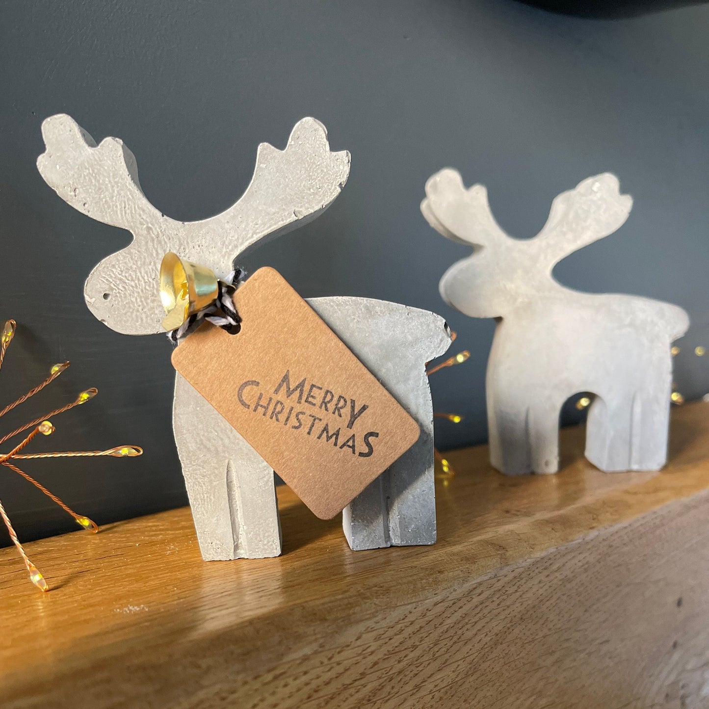 Copper Concrete Christmas Reindeer, Christmas Decorations