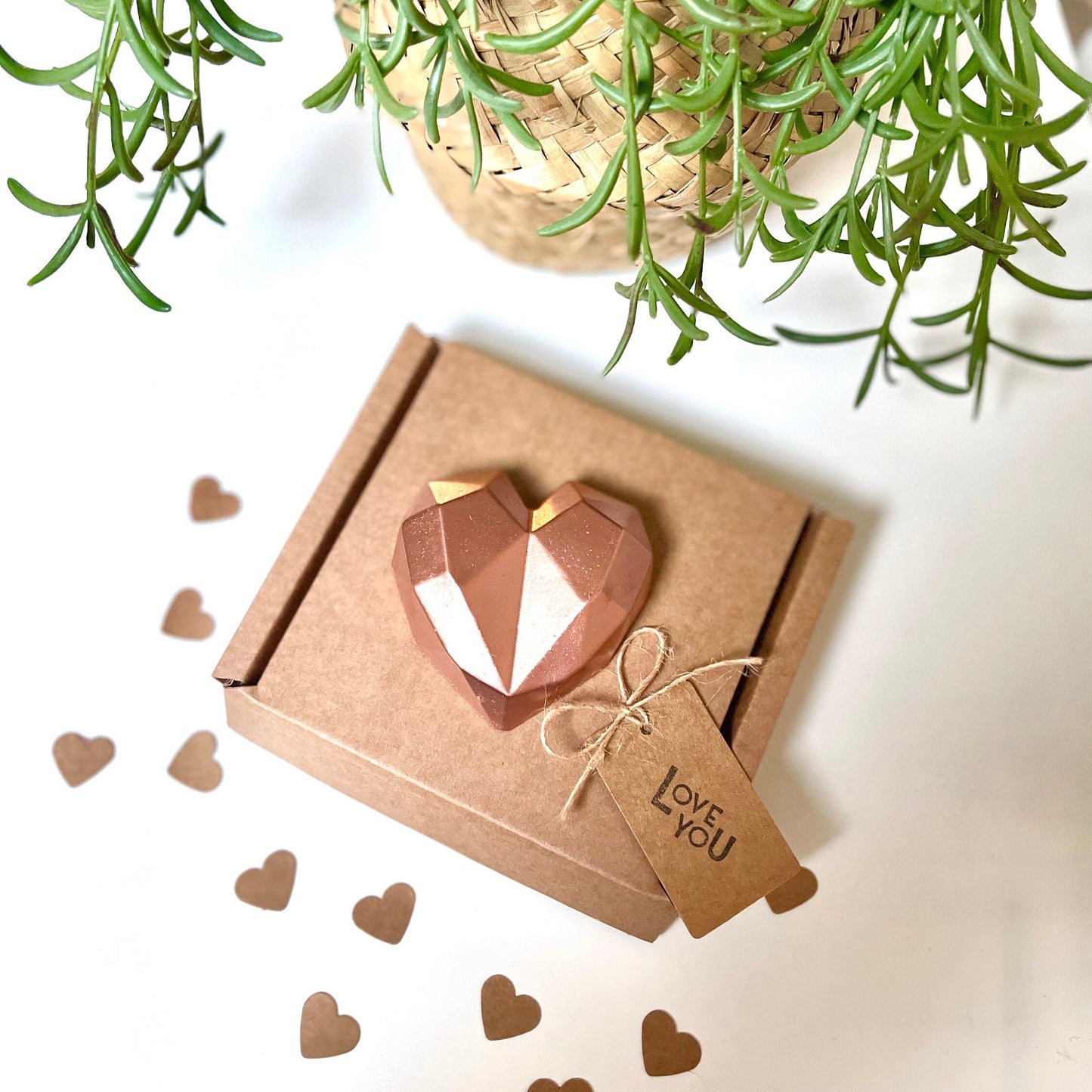 Copper Concrete Heart With Love You Gift Tag