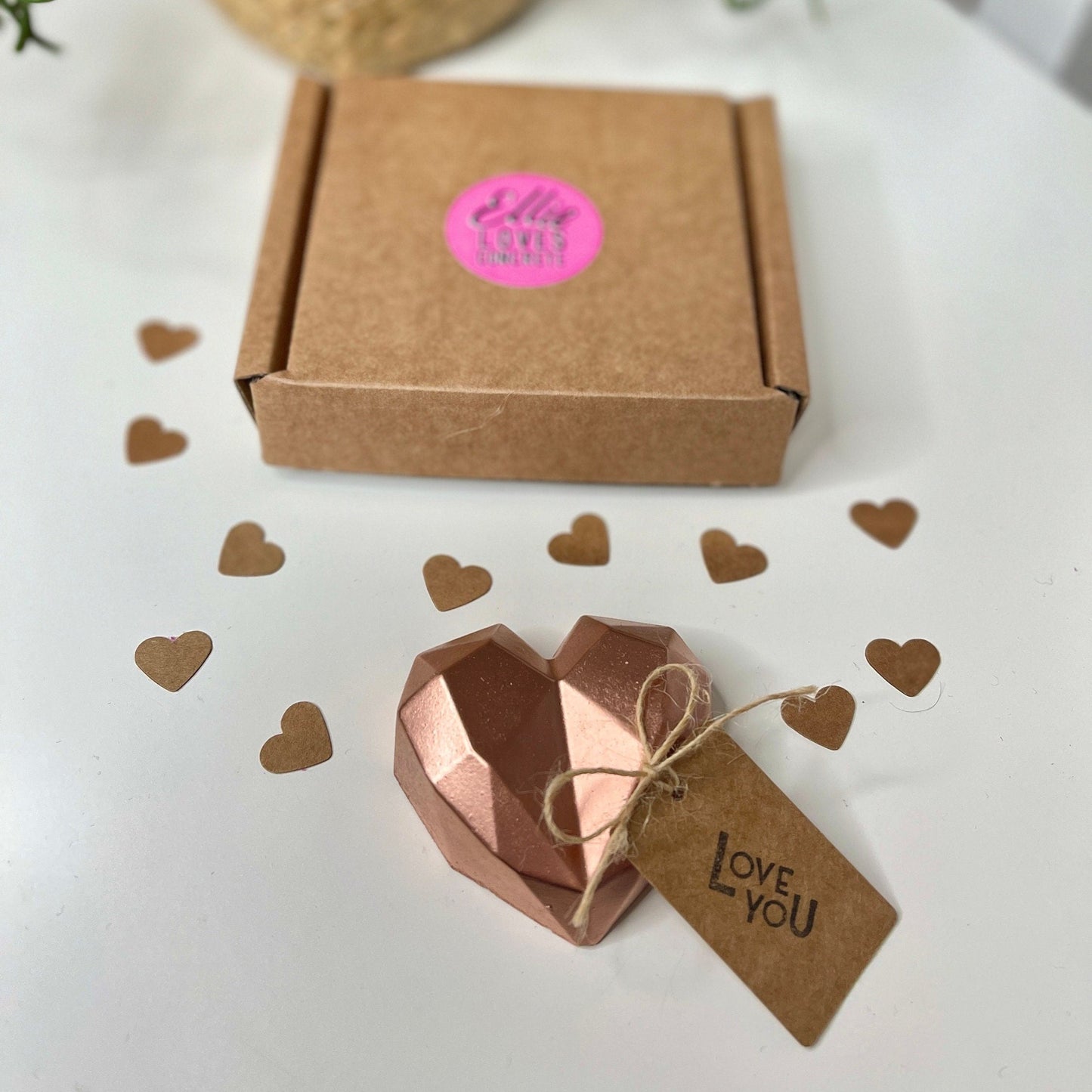 Copper Concrete Heart With Love You Gift Tag