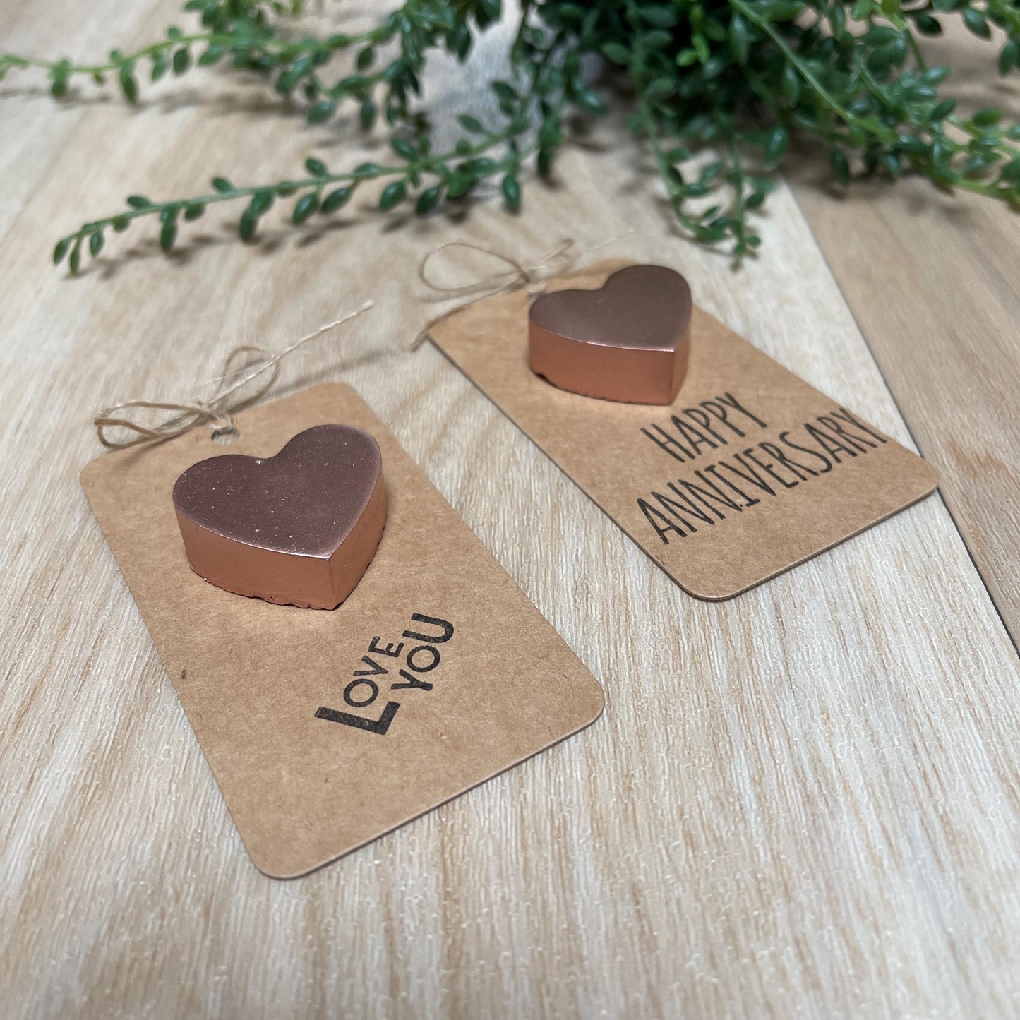 Concrete Copper Heart, with either a Love you or Happy Anniversary gift tag