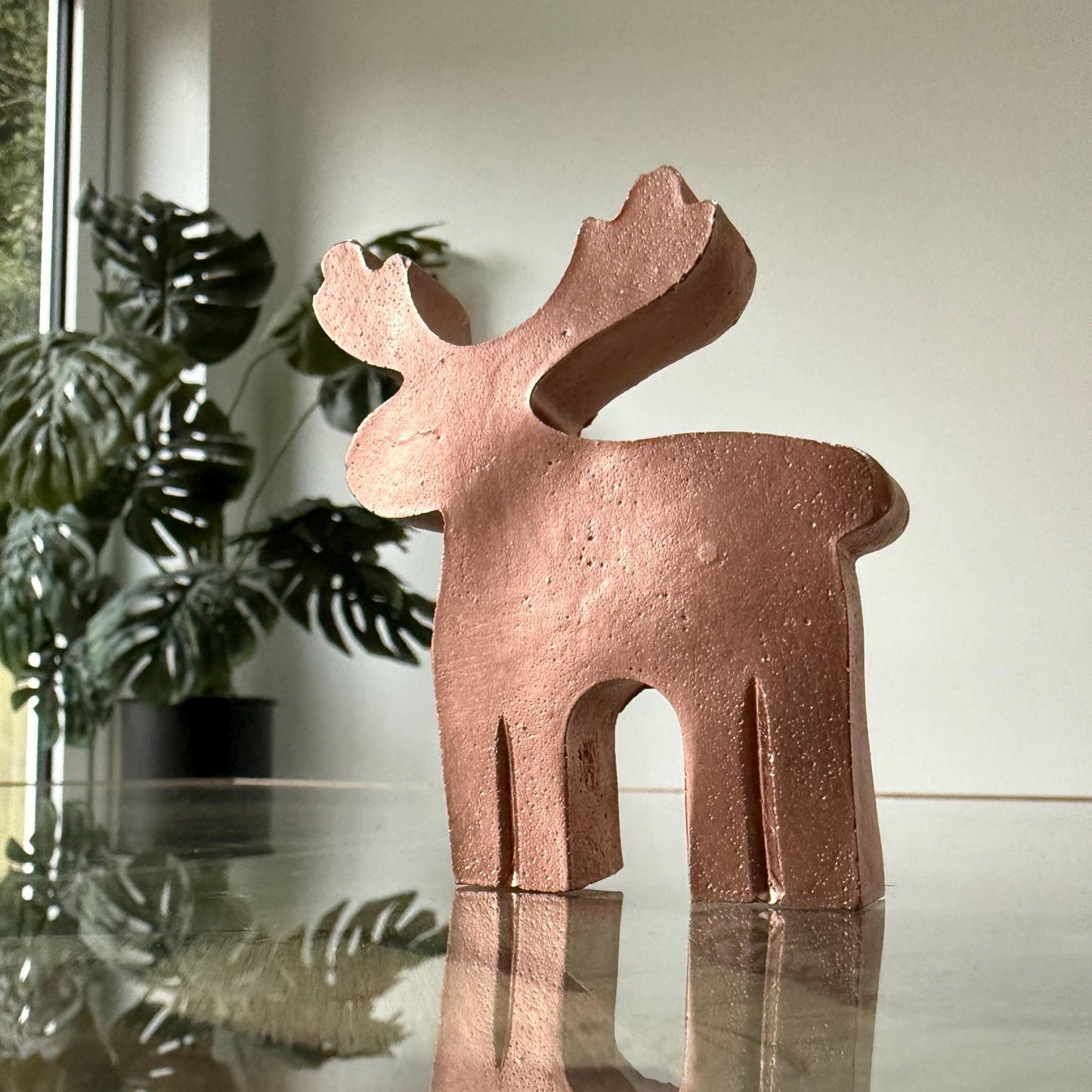 Copper Concrete Christmas Reindeer, Christmas Decorations